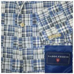 Saddlebred Blazer 40R Blue Patchwork Madras Cotton Preppy Summer Jacket